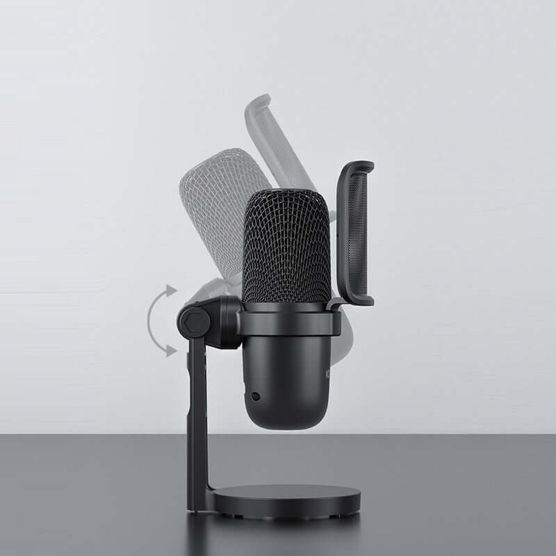 USB wired microphone on a rotating stand, designed for live broadcasts and gaming.