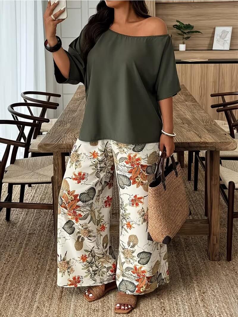 Wide - leg Pants Vacation - style Loose - fitting Two - piece Set That Flatters Your - DBMP (Electronics And More Store)