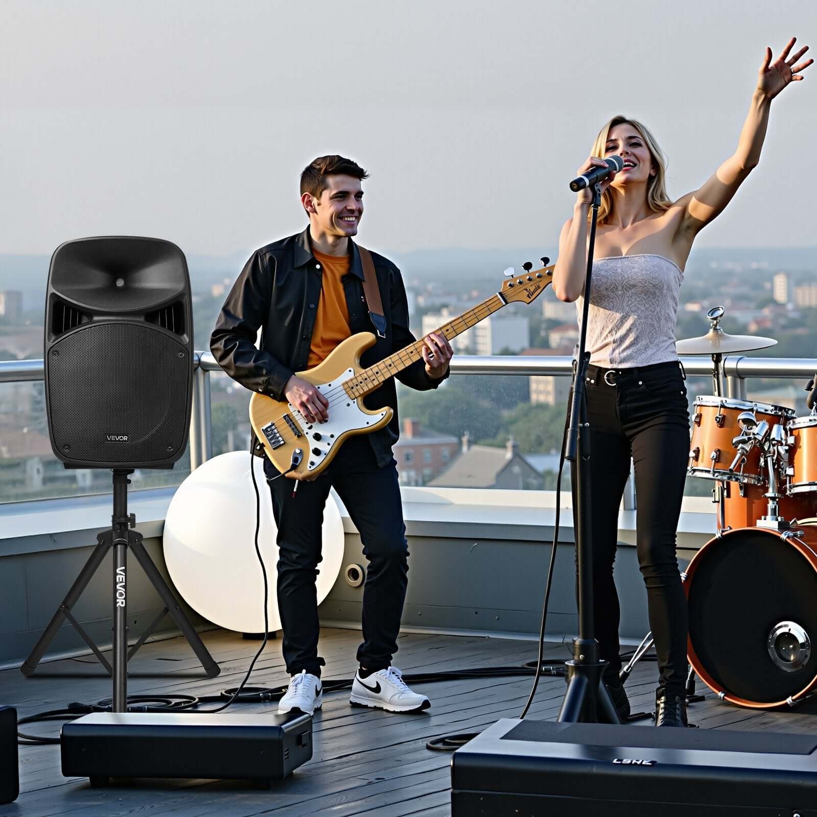 2 X 15 In Speakers Portable PA System 2000W Mixer Bluetooth Mic For DJ Party - DBMP (Electronics And More Store)
