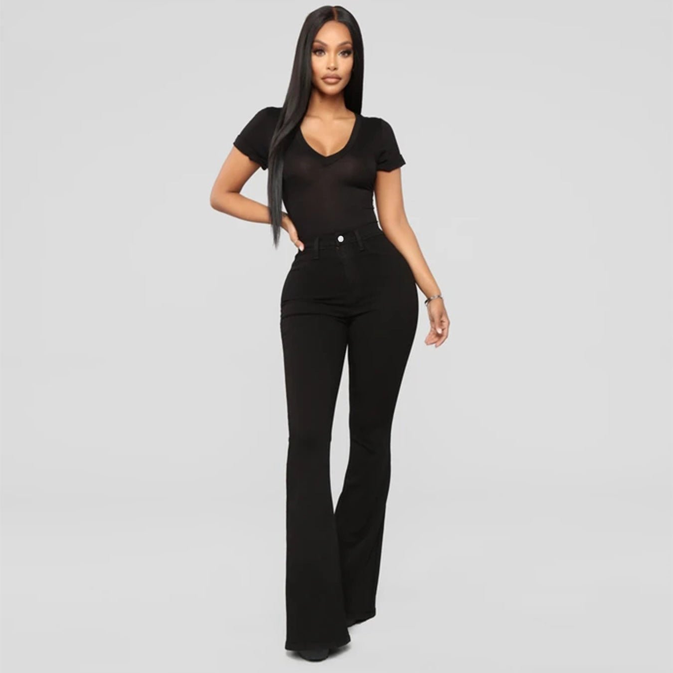Women's Classic High Waist Slim Denim Horseshoe Pants - DBMP Shop
