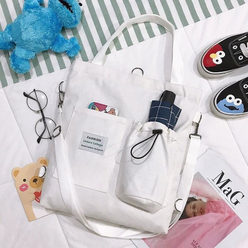 Harajuku Canvas Bags Students Handbag With Pockets Preppy Buckpack Shoulder Bag For Women Shoolbags - DBMP (Electronics And More Store)