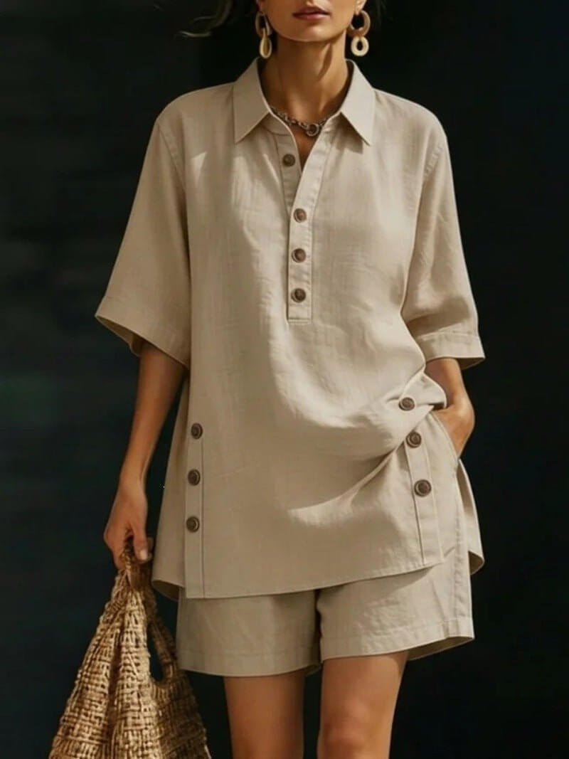 Womens Short - Sleeve Shirt And Loose Pants Two - Piece Set - DBMP (Electronics And More Store)