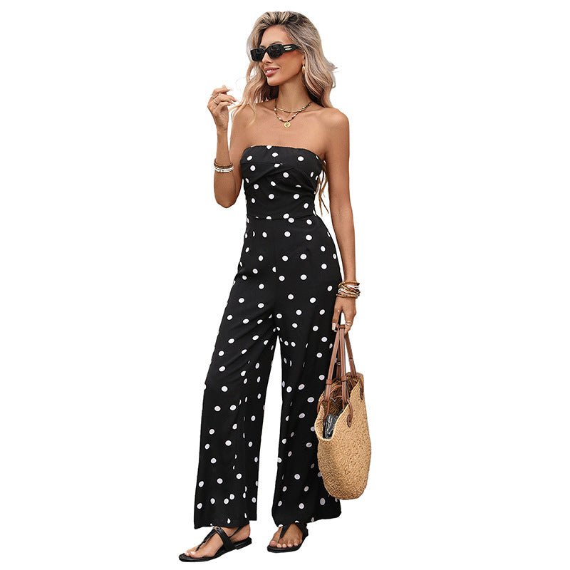 Womens Fashionable Retro Polka - Dot Sleeveless Jumpsuit - DBMP (Electronics And More Store)