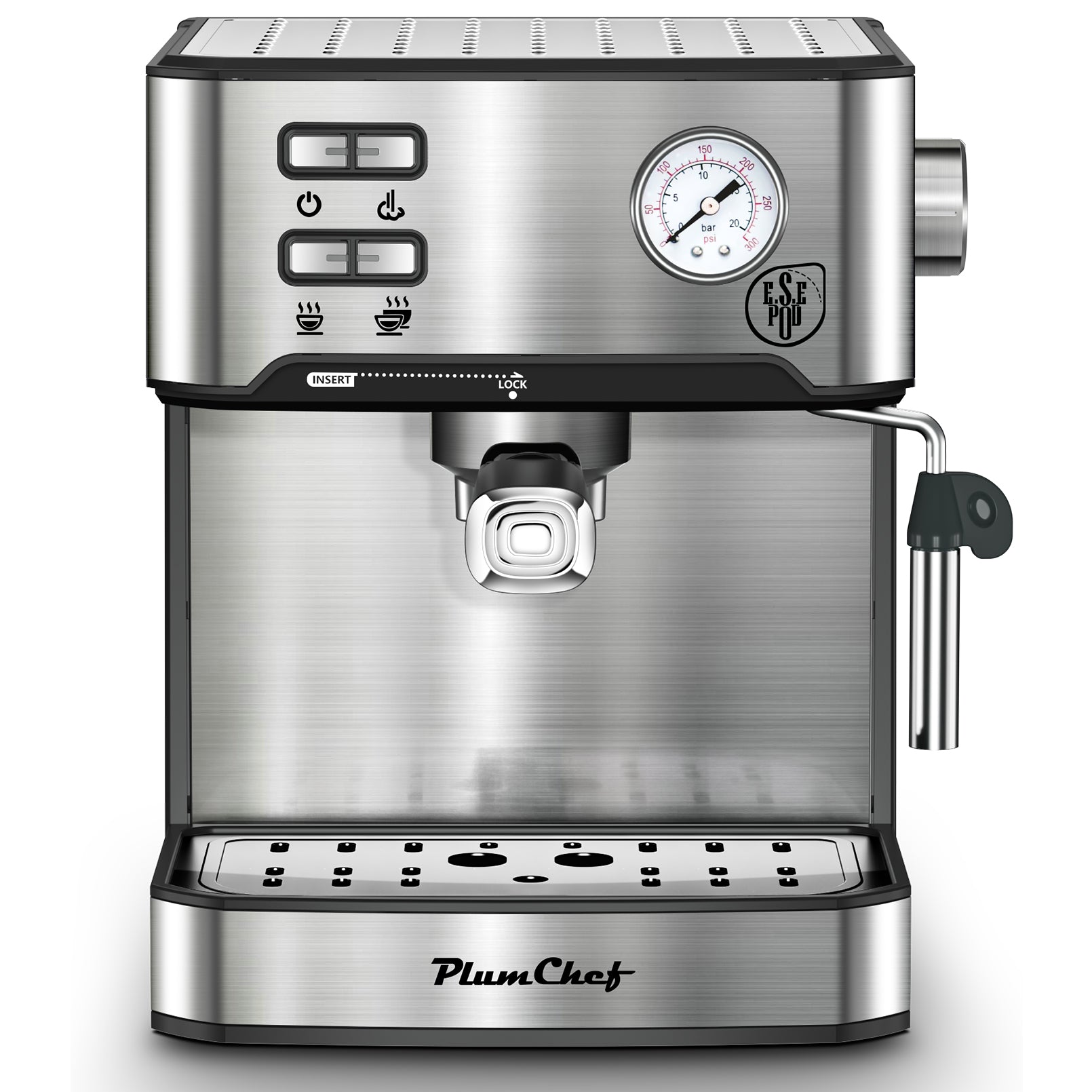 20 Bar Professional Espresso Machine With Milk Frother, Single Double Shot, ESE Pod Compatible, Visual Display Of Pressure, Removable Water Tank For Cappuccino, Latte, Machiato For Home Barista - DBMP (Electronics And More Store)