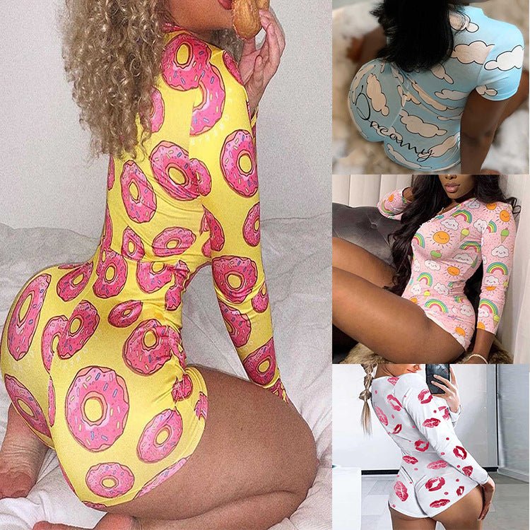 Women's One - Piece Home Printed Slim Slimming Sexy One - Piece - DBMP (Electronics And More Store)