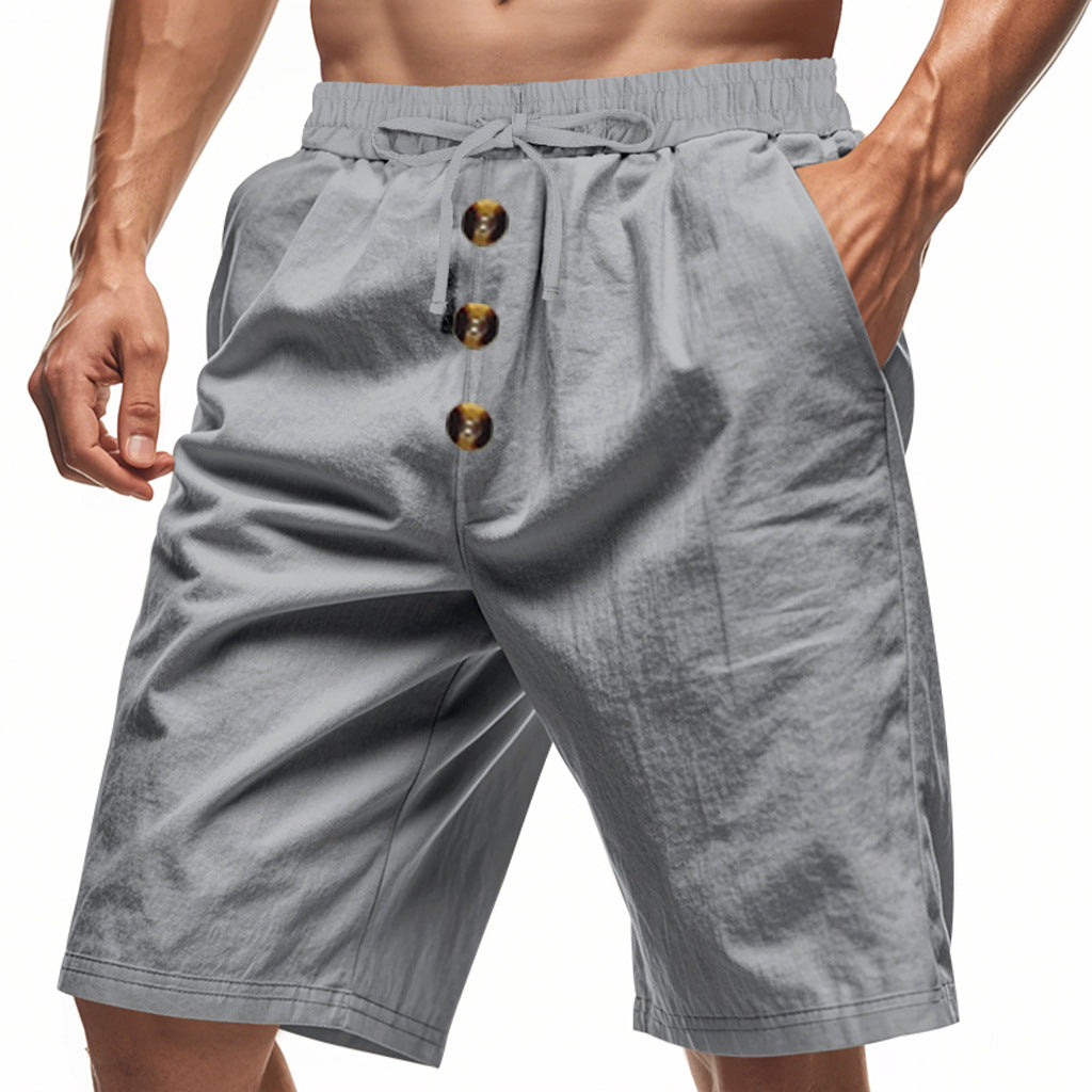Linen Summer American-style Shorts Beach Casual Loose Straight Men
