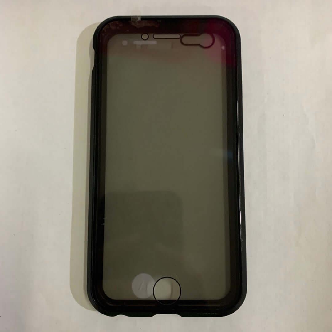 Phone case anti-peep magnetic protective shell with tempered glass for iPhone, sleek black design, flip style.
