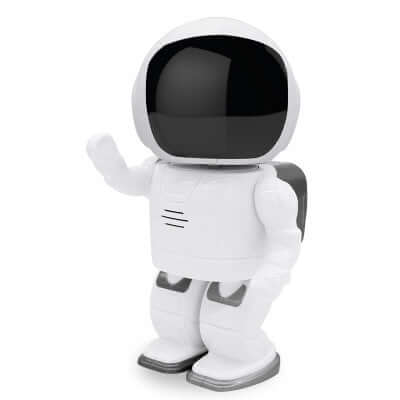 Cute astronaut robot camera for home security, featuring night vision and two-way communication.