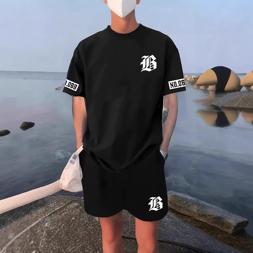 Mens Casual Sport Short-sleeve Set
