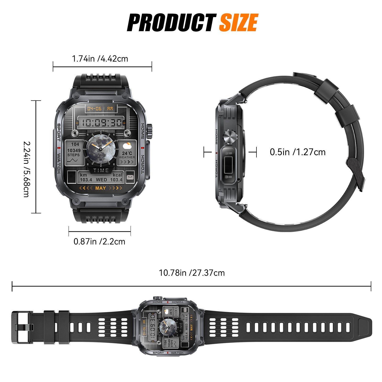 INEYES S320B Sport Modes Smart Watch For Men With LED Flashlight, Women's Smartwatch With Wireless Call, Men's Smartwatches With 2.02 - Inch HD Screen - DBMP (Electronics And More Store)