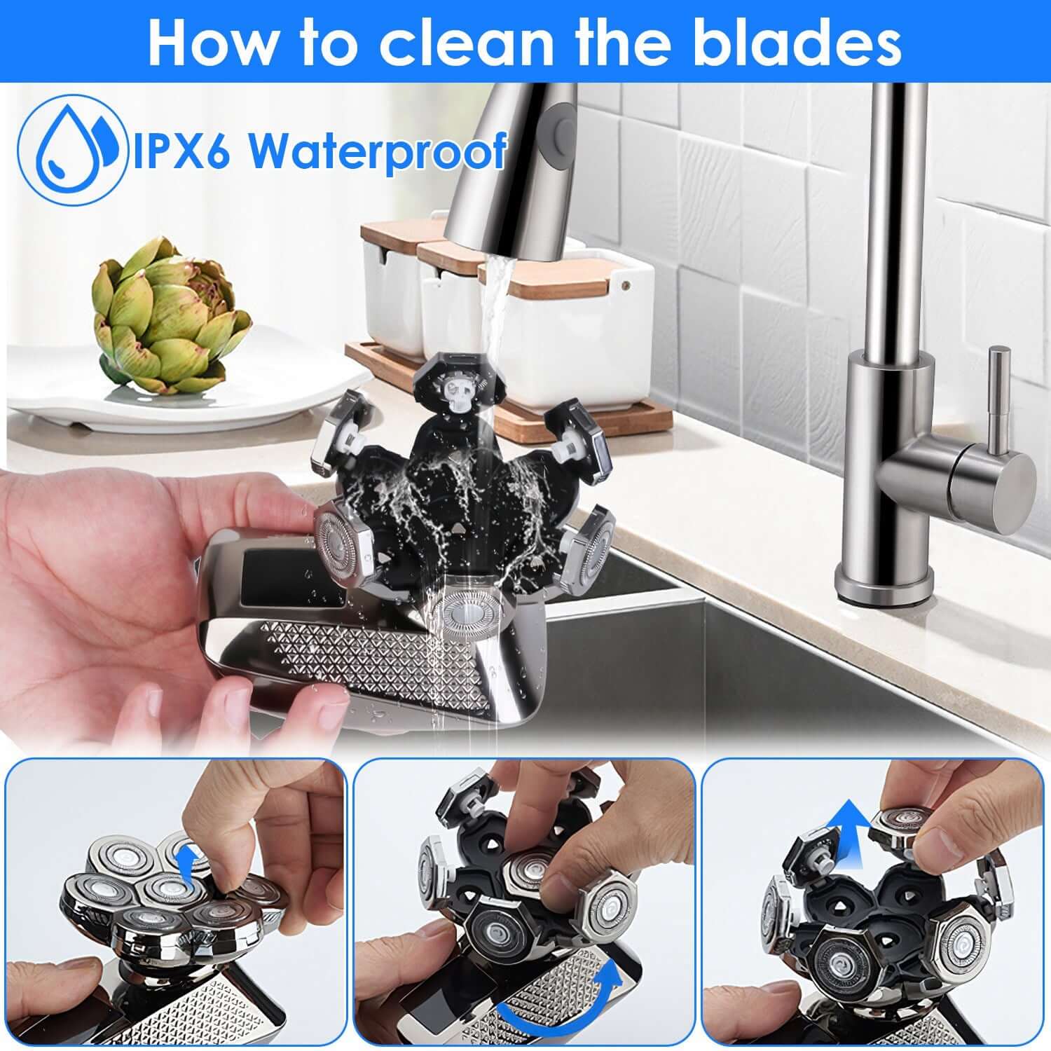 1Pc Head Shavers For Bald Men 5 In 1 7D Electric Rotary Razor Rechargeable Cordless Head Beard Trimmer Shaver Kit IPX6 Waterproof Dry Wet Grooming Kit With 3 Combs - DBMP (Electronics And More Store)