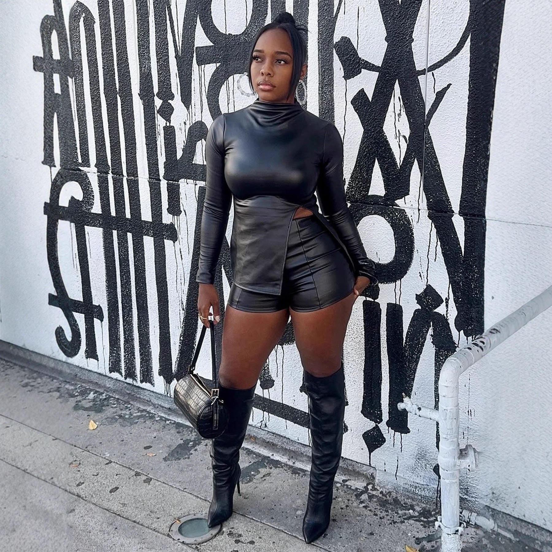 New Women's Top With Side Slit Tight High - waisted Shorts - DBMP Shop