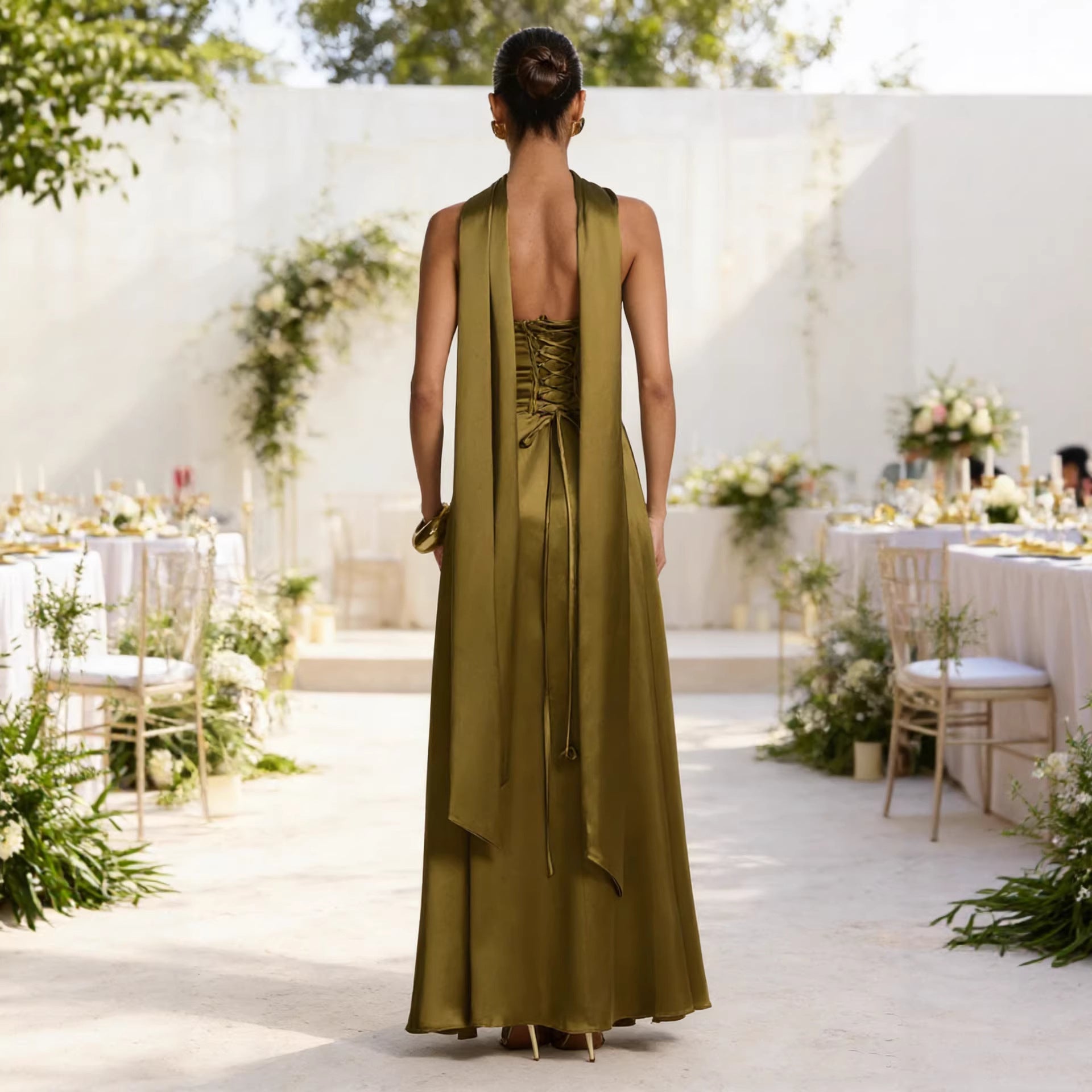 Womens Chest Wrapping Backless Tube - Top Waist - Cinching Evening Gown Long Dress Women'S Solid Sexy Elegant Clothes Party Club Prom Summer Outfit - DBMP Shop