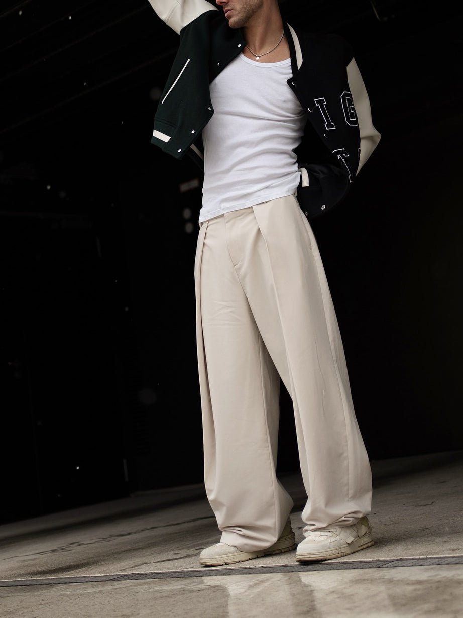 High-waisted Pleated Casual Pants - DBMP Shop
