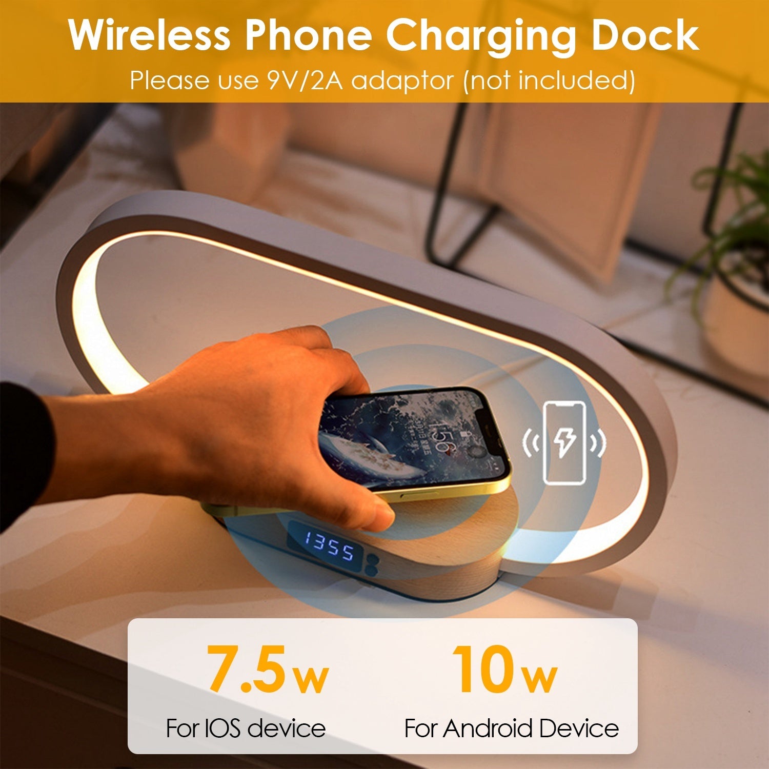 1 Set Bedside Table Lamp Touch Control Lamp With Clock Wireless Charging LED Desk Lamp Dimmable Nightstand Reading Lamp - DBMP (Electronics And More Store)