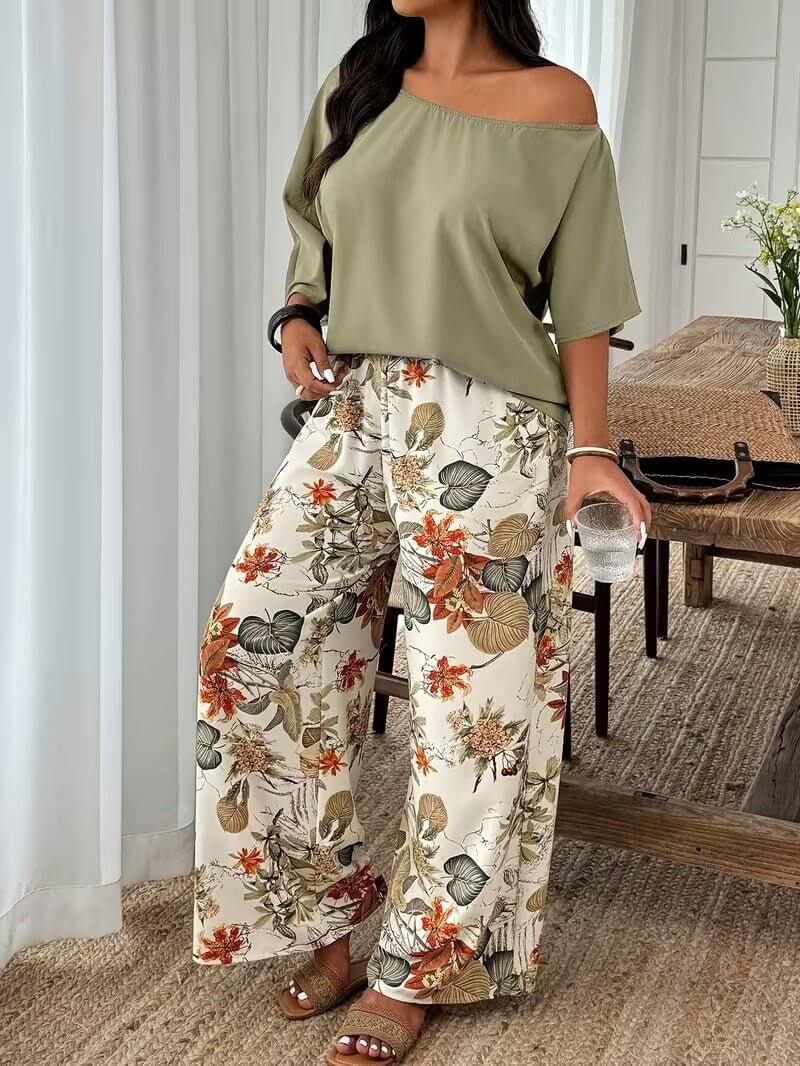 Wide - leg Pants Vacation - style Loose - fitting Two - piece Set That Flatters Your - DBMP (Electronics And More Store)