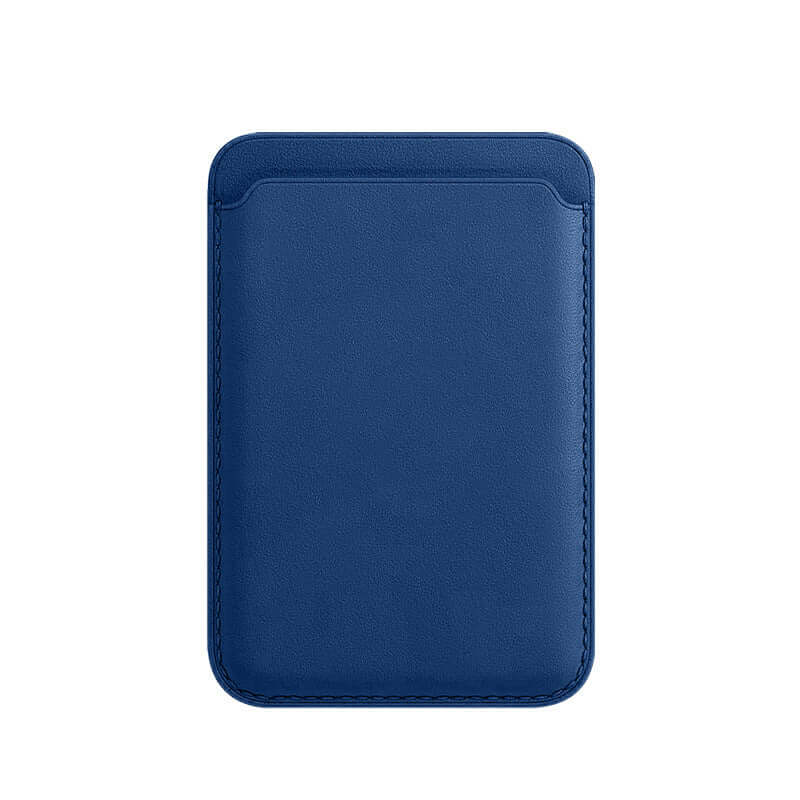 Luxury blue leather card holder wallet case for smartphones, sleek and compact design.
