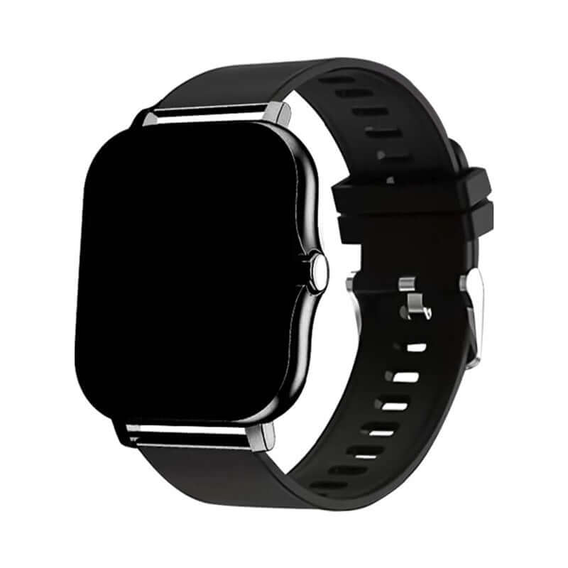 Smart watch with 1.44-inch black TFT screen and silicone strap for Bluetooth calling and fitness tracking.