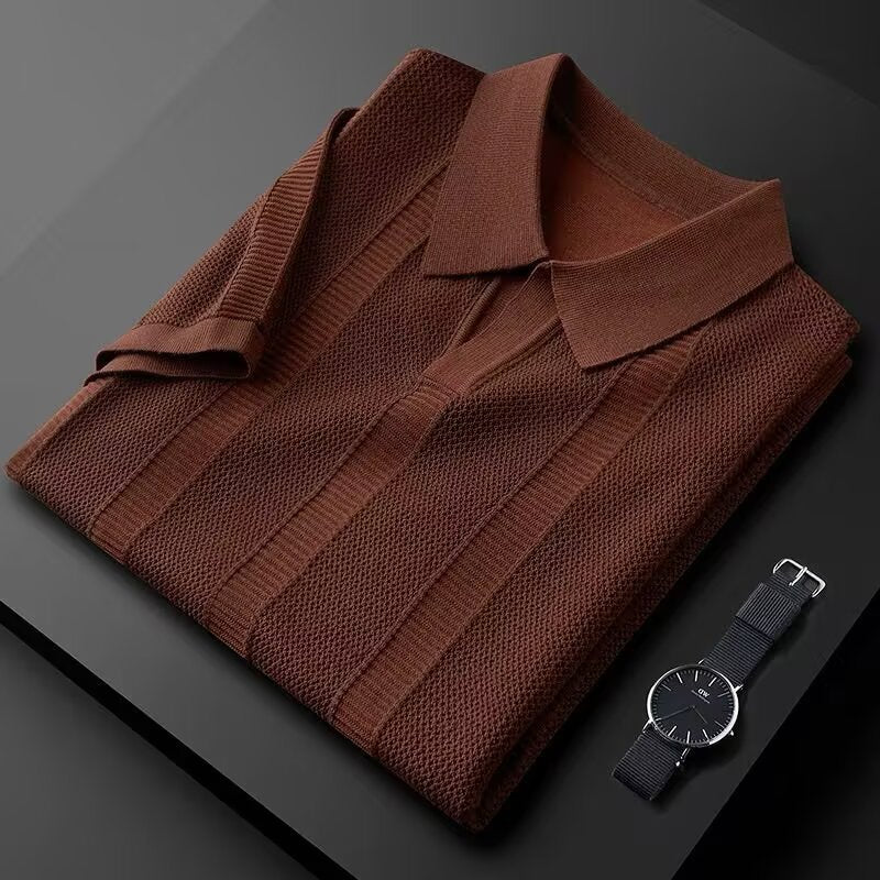 Men's Ice Silk Solid Color Short-Sleeve Top - DBMP Shop