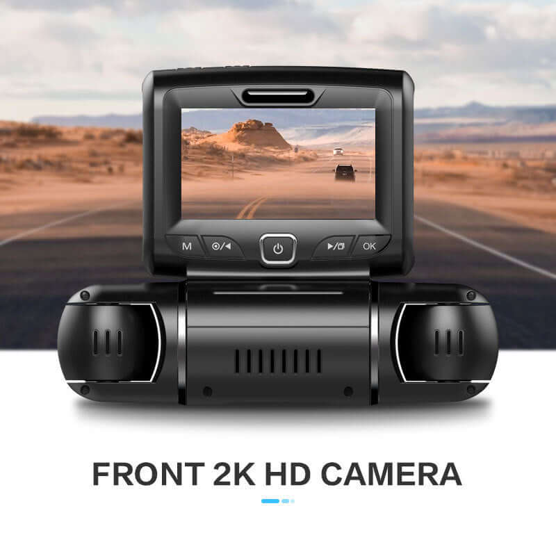 Front view of a 2K HD camera driving recorder with wide angle for enhanced night vision.