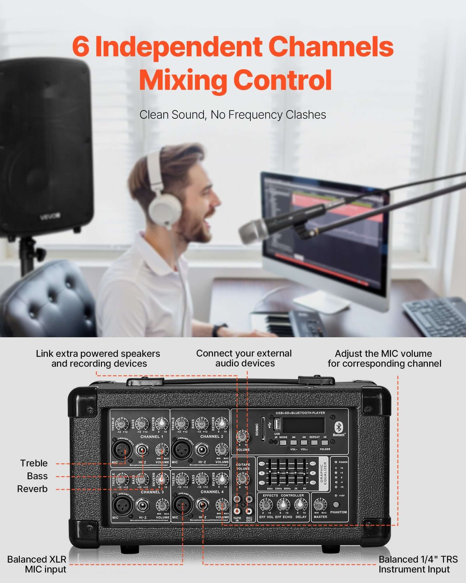 2 X 10 In Speakers PA System 800W Mixer Wireless Bluetooth Mic For DJ Party - DBMP (Electronics And More Store)