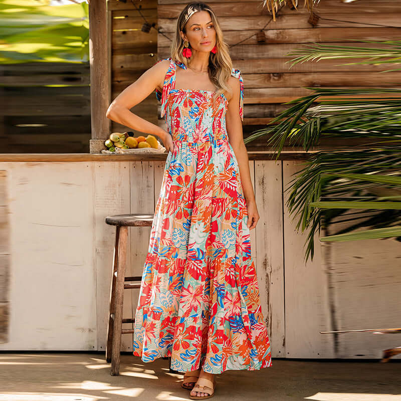 Ruffled Dress Women's European And American Leisure Printing - DBMP (Electronics And More Store)