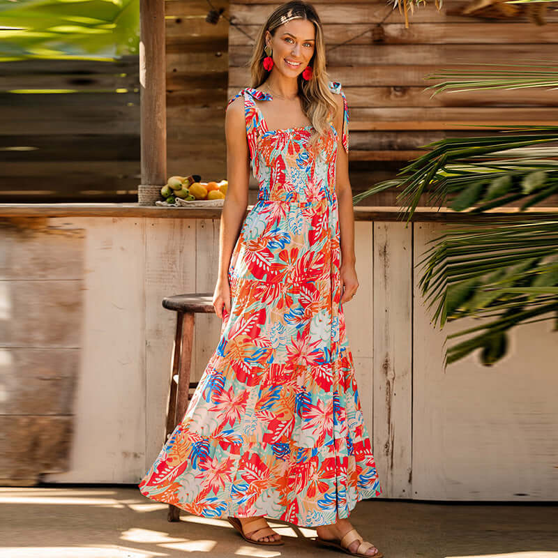 Ruffled Dress Women's European And American Leisure Printing - DBMP (Electronics And More Store)