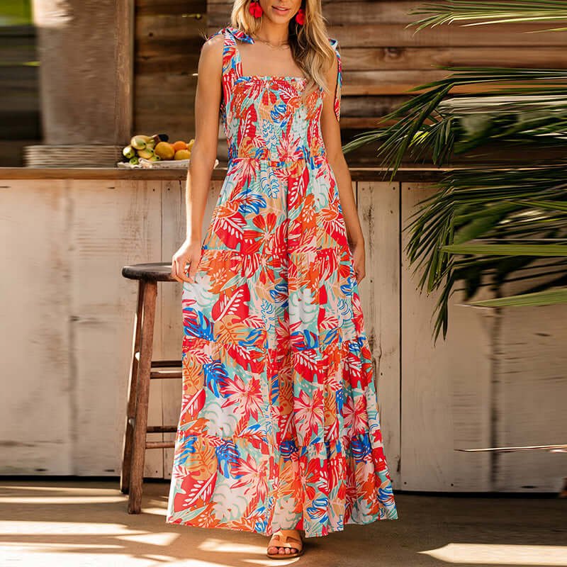 Ruffled Dress Women's European And American Leisure Printing - DBMP (Electronics And More Store)
