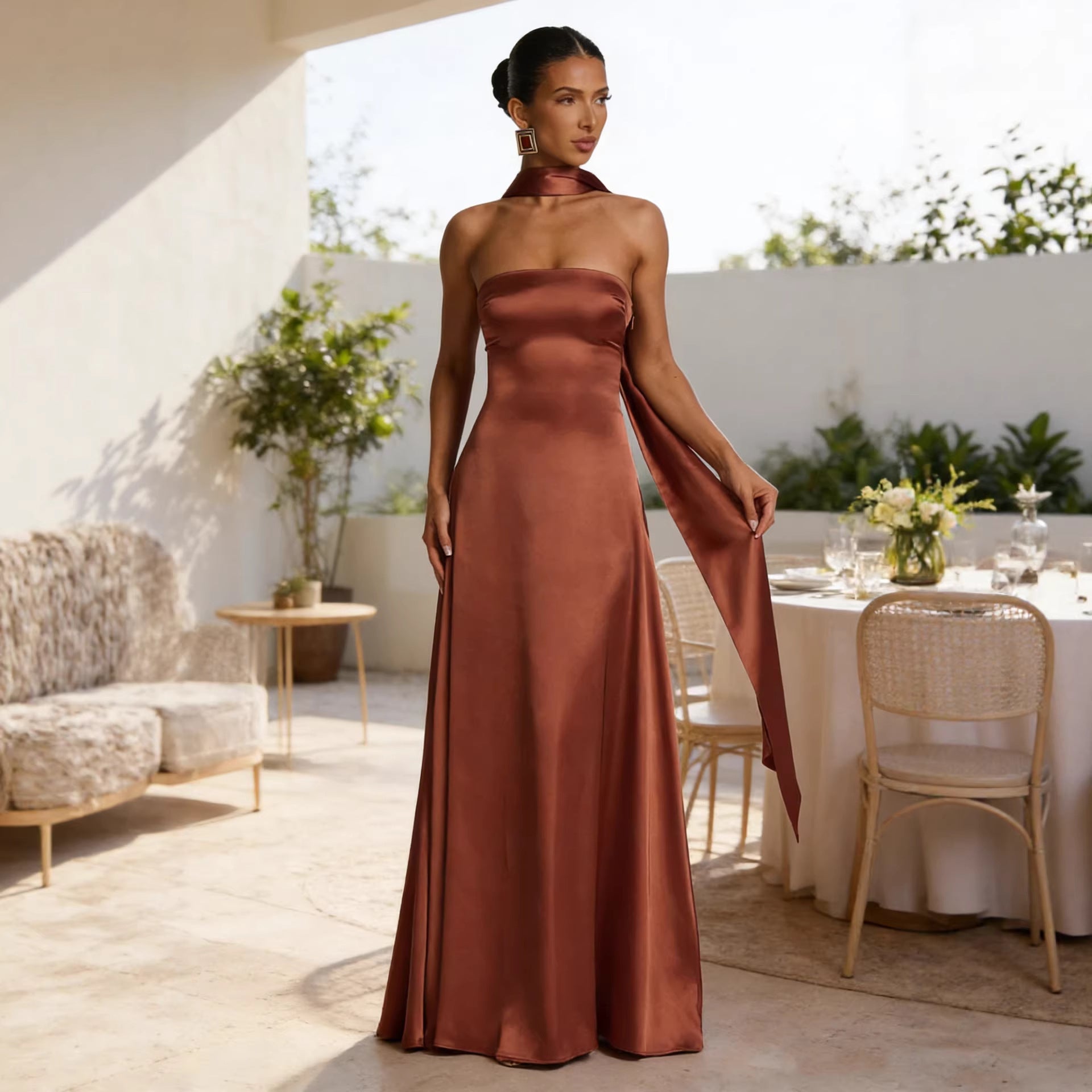 Womens Chest Wrapping Backless Tube - Top Waist - Cinching Evening Gown Long Dress Women'S Solid Sexy Elegant Clothes Party Club Prom Summer Outfit - DBMP Shop