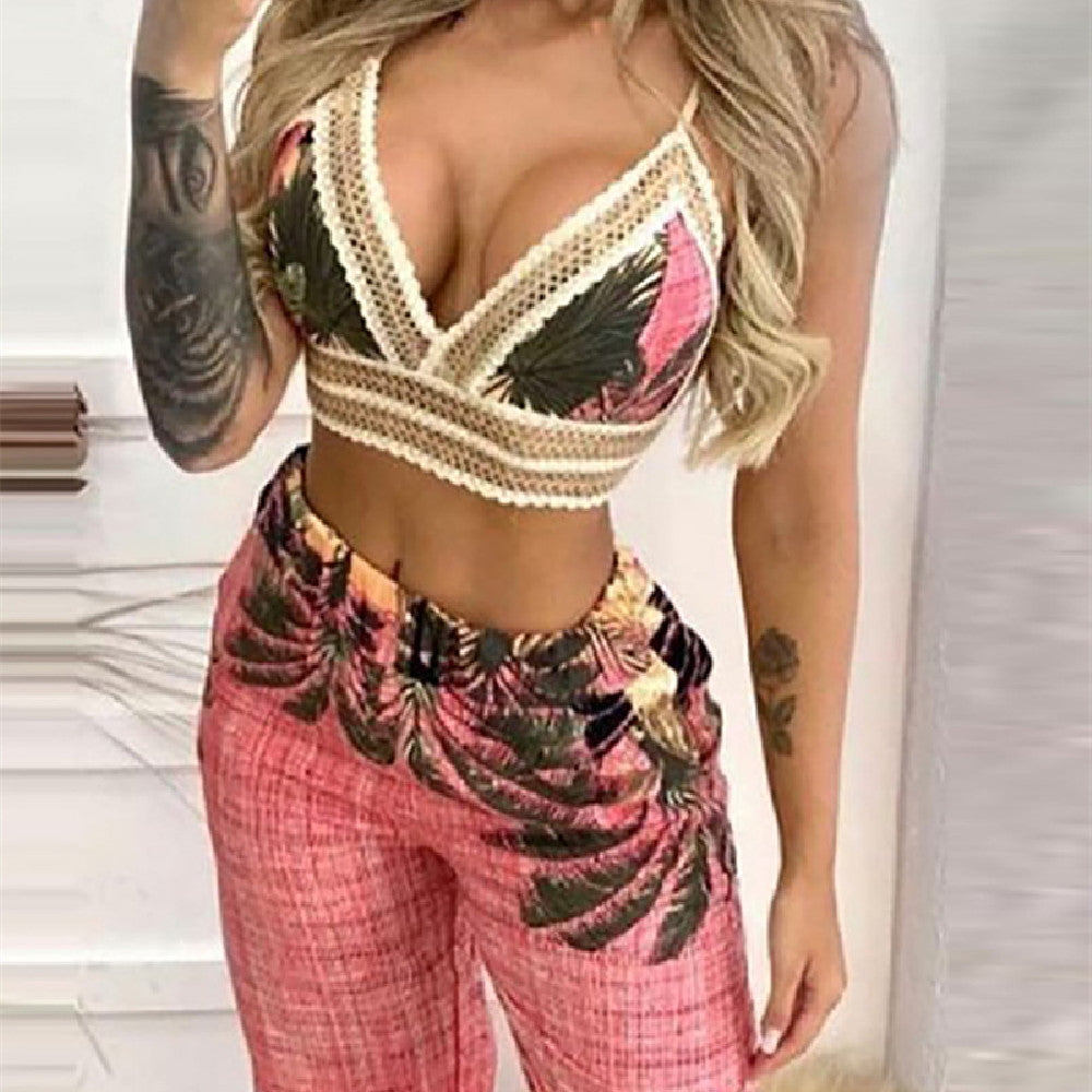 Women's Printed Sexy Suspenders Suit