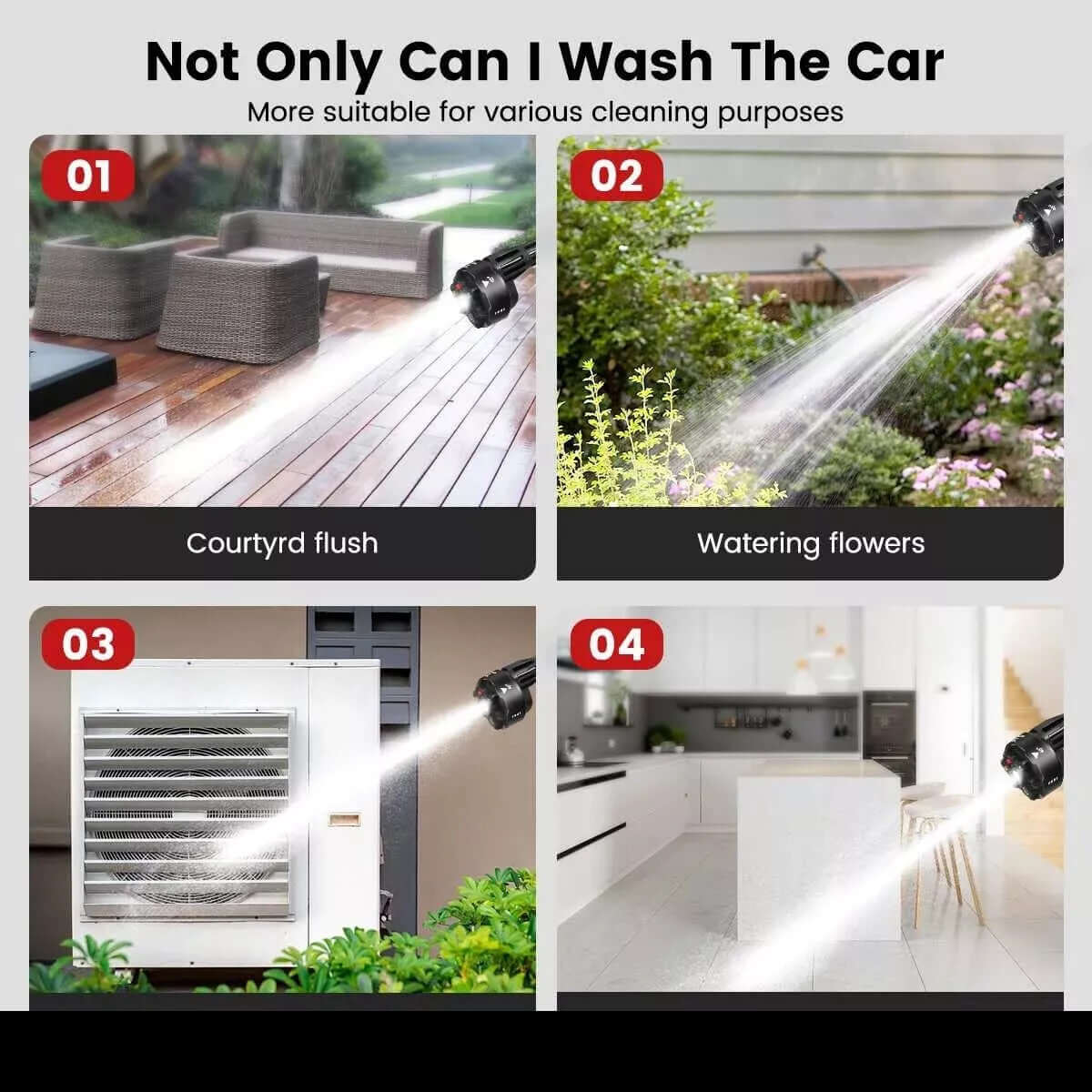 Portable Cordless Car Pressure Washer Water High Jet Wash Cleaner Gun And 2 Battery