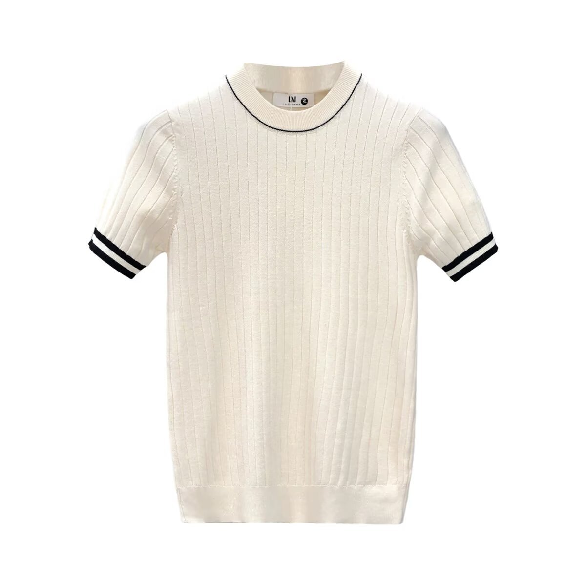 Men's Short-Sleeve Ice Silk Knit Shirt Crew-Neck Slim-Fit Sweater - DBMP Shop
