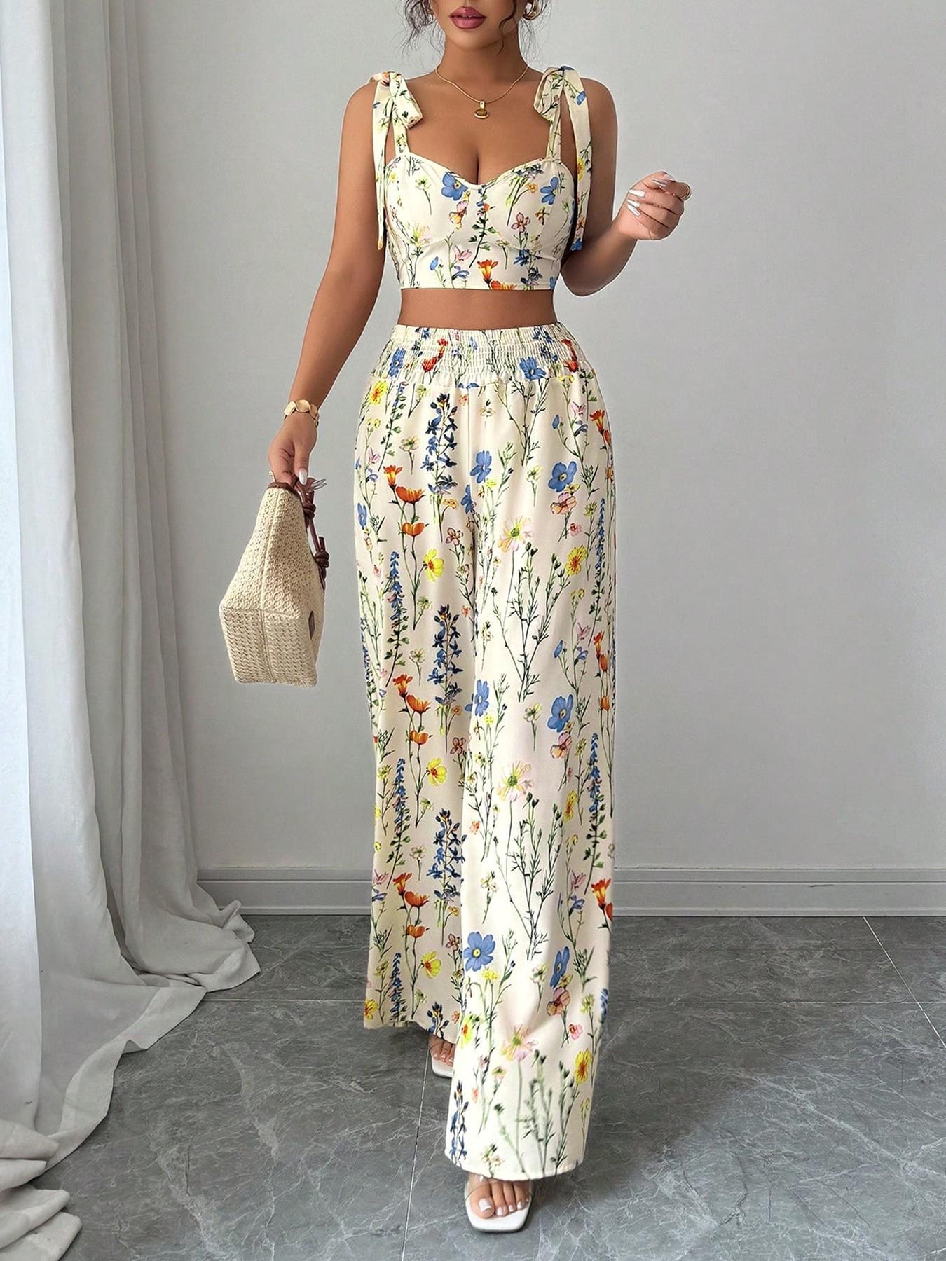Printed Camisole Womens Top And Pants Set - DBMP (Electronics And More Store)