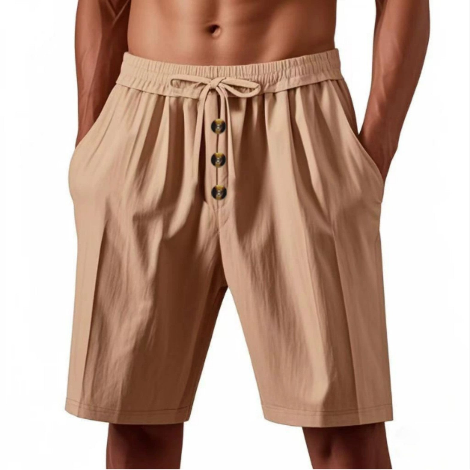 Linen Summer American-style Shorts Beach Casual Loose Straight Men