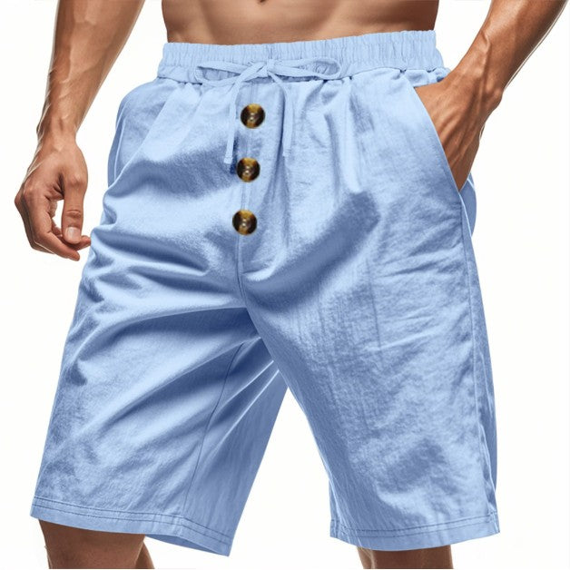 Linen Summer American-style Shorts Beach Casual Loose Straight Men