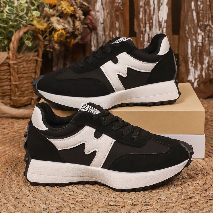 Womens Chunky-Soled Sneakers Lace-up Casual Shoes