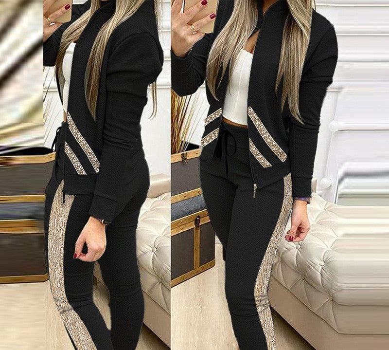 Women's Splicing Plaid Casual Polyester Suit