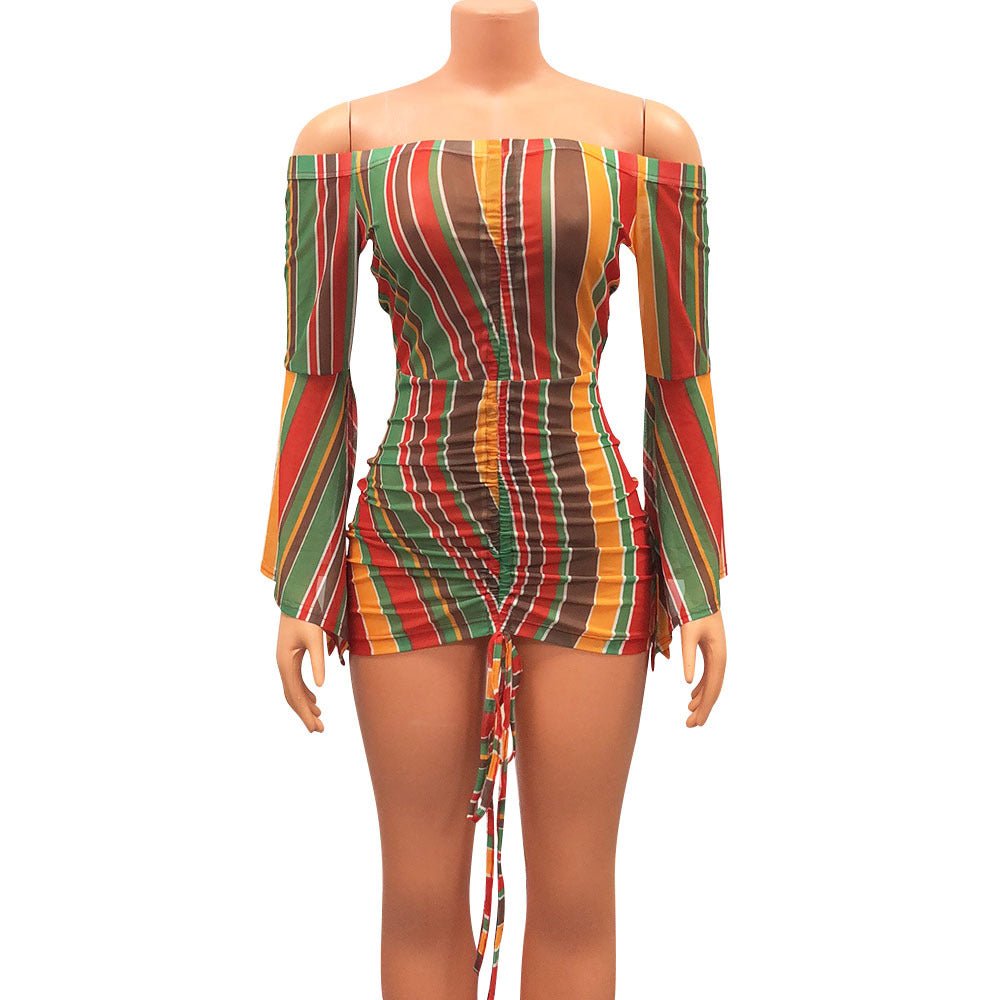 Long Sleeve Flared Sleeves Dress - DBMP Shop