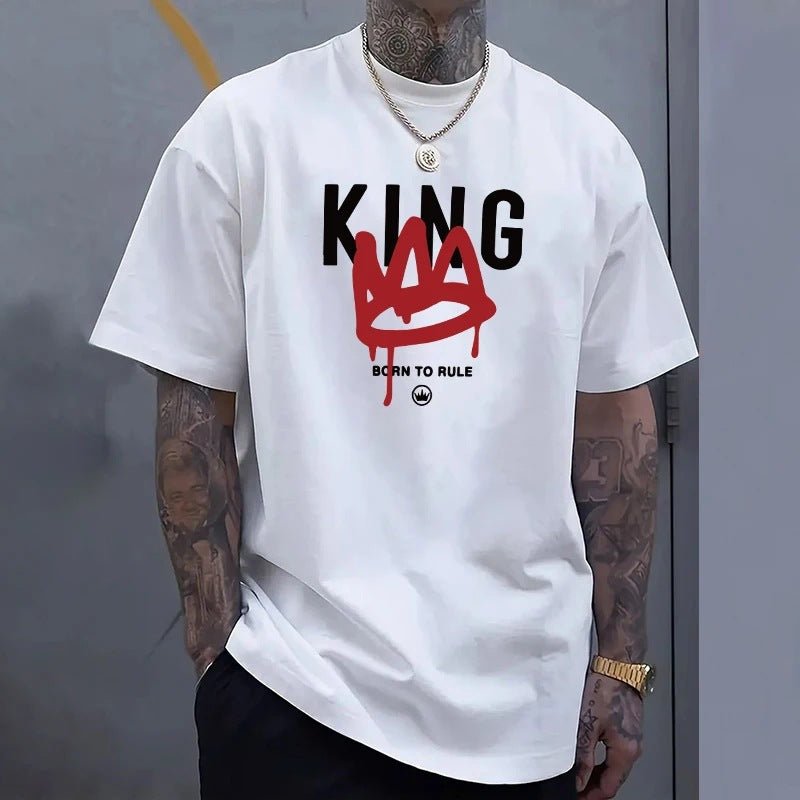 Mens Casual Short-Sleeve T-Shirt With KING Print - DBMP Shop