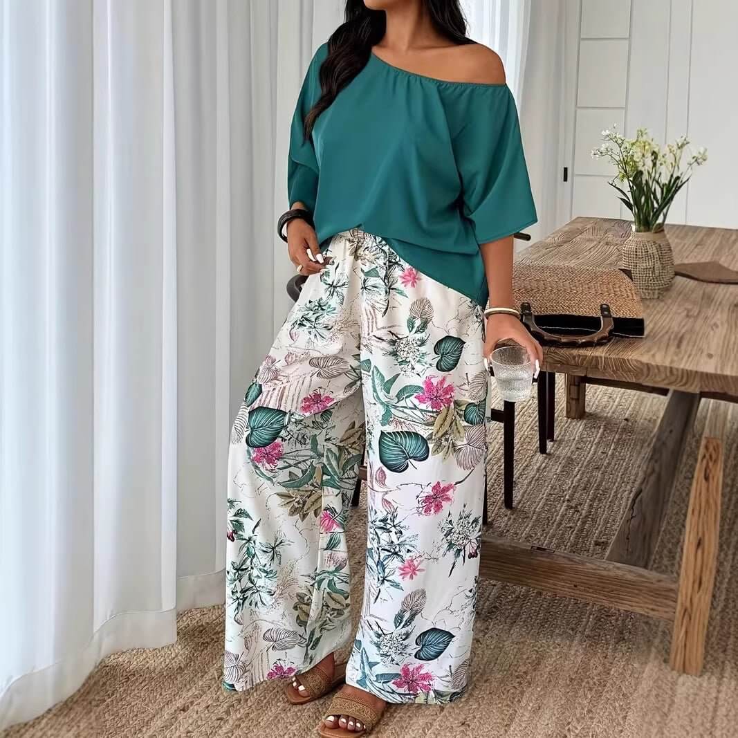 Wide - leg Pants Vacation - style Loose - fitting Two - piece Set That Flatters Your - DBMP (Electronics And More Store)
