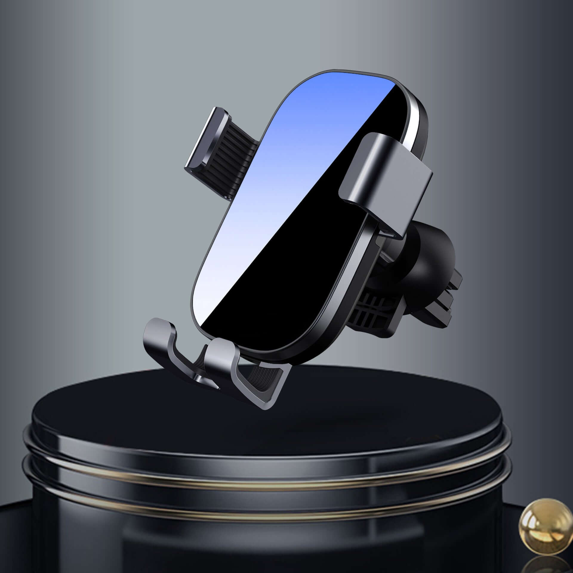 Sucker car phone holder stand designed for smartphones, easy installation on dashboard or air vent.