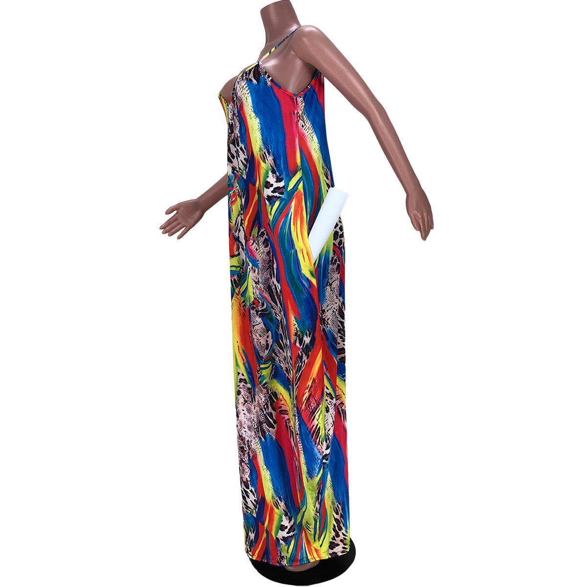 Printed Large-length Loose Suspender Skirt